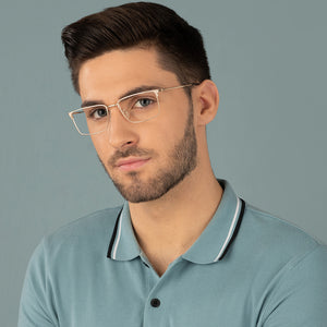 Gold Square Full Rim Medium Unisex Eyeglasses by Vincent Chase-138023
