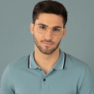 Gold Square Full Rim Medium Unisex Eyeglasses by Vincent Chase-138023