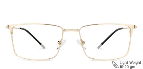 Gold Square Full Rim Medium Unisex Eyeglasses by Vincent Chase-138023