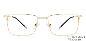 Gold Square Full Rim Medium Unisex Eyeglasses by Vincent Chase-138023