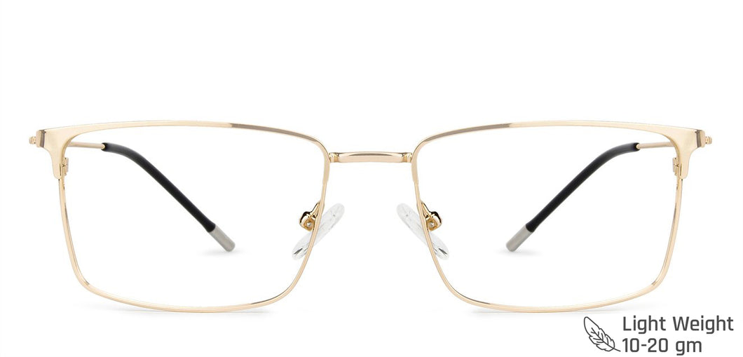 Gold Square Full Rim Medium Unisex Eyeglasses by Vincent Chase-138023