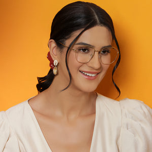 Gold Square Full Rim Unisex Eyeglasses by Vincent Chase Online-138027
