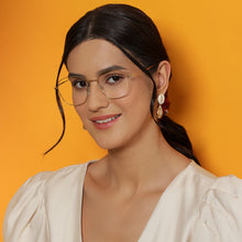 Load image into Gallery viewer, Gold Square Full Rim Unisex Eyeglasses by Vincent Chase Online-138027