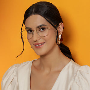 Gold Square Full Rim Unisex Eyeglasses by Vincent Chase Online-138027