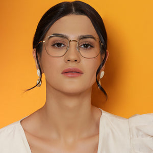 Gold Square Full Rim Unisex Eyeglasses by Vincent Chase Online-138027