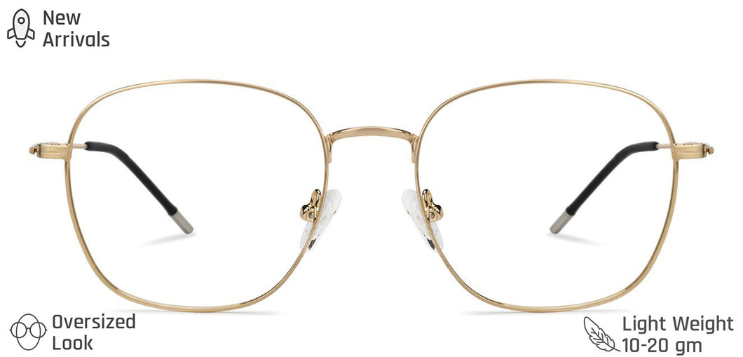Gold Square Full Rim Unisex Eyeglasses by Vincent Chase Online-138027