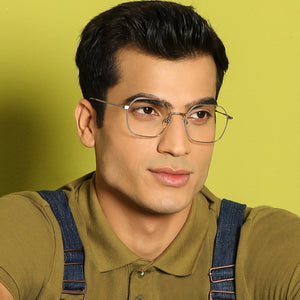 Gunmetal Geometric Full Rim Unisex Eyeglasses by Vincent Chase Computer Glasses-143665