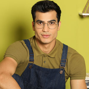 Gunmetal Geometric Full Rim Unisex Eyeglasses by Vincent Chase Computer Glasses-143665
