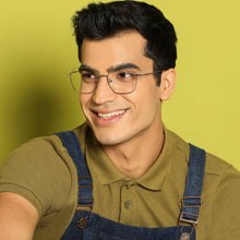 Load image into Gallery viewer, Gunmetal Geometric Full Rim Unisex Eyeglasses by Vincent Chase Computer Glasses-143665