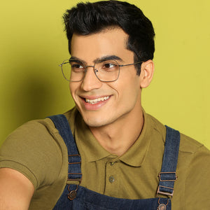 Gunmetal Geometric Full Rim Unisex Eyeglasses by Vincent Chase Computer Glasses-143665