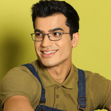 Load image into Gallery viewer, Black Rectangle Full Rim Unisex Eyeglasses by Vincent Chase Computer Glasses-144708
