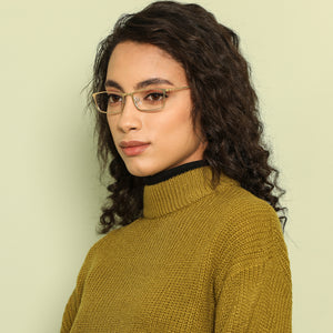Gold Rectangle Full Rim Unisex Eyeglasses by Vincent Chase Computer Glasses-144710