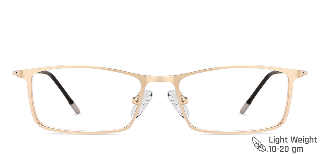 Gold Rectangle Full Rim Unisex Eyeglasses by Vincent Chase Computer Glasses-144710