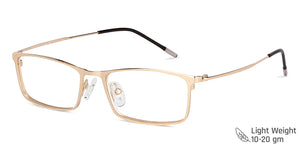 Gold Rectangle Full Rim Unisex Eyeglasses by Vincent Chase Computer Glasses-144710
