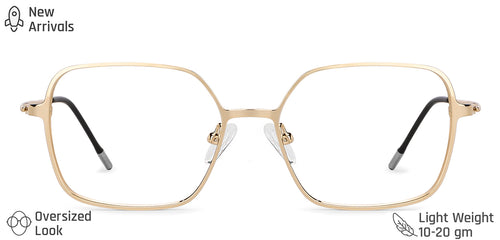 Gold Square Full Rim Medium Unisex Eyeglasses by Vincent Chase Online-138062