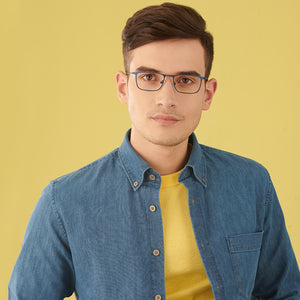 Blue Rectangle Full Rim Extra Narrow Unisex Eyeglasses by Vincent Chase-145714