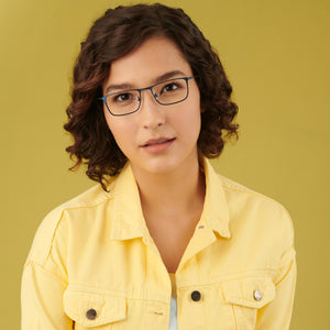 Blue Rectangle Full Rim Extra Narrow Unisex Eyeglasses by Vincent Chase-145714
