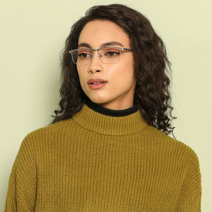 Gunmetal Rectangle Half Rim Medium Unisex Eyeglasses by Vincent Chase-138363