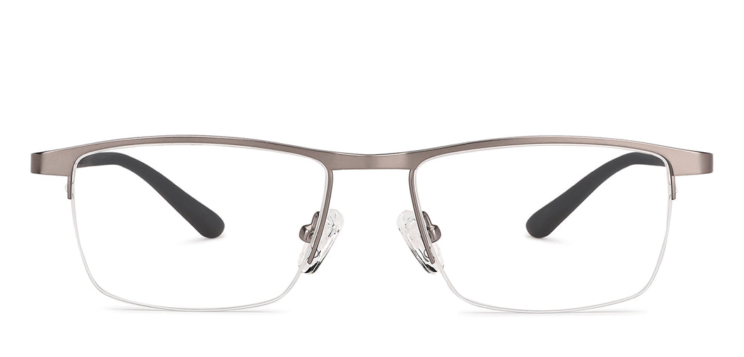 Gunmetal Rectangle Half Rim Unisex Eyeglasses by Vincent Chase VC-203689