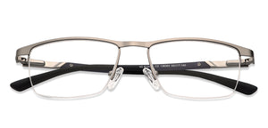 Gunmetal Rectangle Half Rim Unisex Eyeglasses by Vincent Chase VC-203689