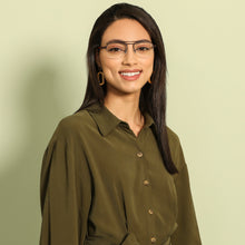 Load image into Gallery viewer, Gunmetal Aviator Half Rim Wide Unisex Eyeglasses by Vincent Chase VC-138365