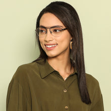 Load image into Gallery viewer, Gunmetal Aviator Half Rim Wide Unisex Eyeglasses by Vincent Chase VC-138365