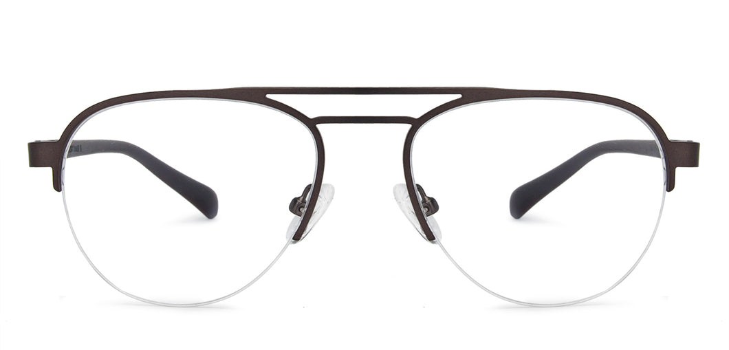 Gunmetal Aviator Half Rim Wide Unisex Eyeglasses by Vincent Chase VC-138365