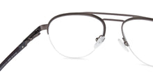 Load image into Gallery viewer, Gunmetal Aviator Half Rim Wide Unisex Eyeglasses by Vincent Chase VC-138365
