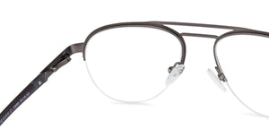 Gunmetal Aviator Half Rim Wide Unisex Eyeglasses by Vincent Chase VC-138365