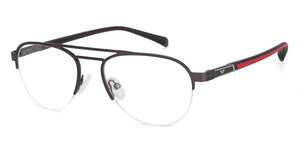 Gunmetal Aviator Half Rim Wide Unisex Eyeglasses by Vincent Chase VC-138365