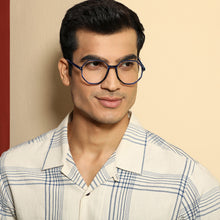 Load image into Gallery viewer, Blue Hexagonal Full Rim Wide Unisex Eyeglasses by Vincent Chase Online-140430