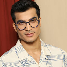 Load image into Gallery viewer, Blue Hexagonal Full Rim Wide Unisex Eyeglasses by Vincent Chase Online-140430