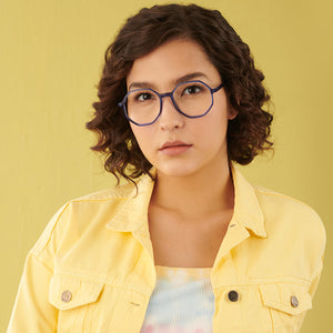Blue Hexagonal Full Rim Wide Unisex Eyeglasses by Vincent Chase Online-140430