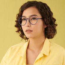 Load image into Gallery viewer, Blue Hexagonal Full Rim Wide Unisex Eyeglasses by Vincent Chase Online-140430