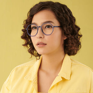 Blue Hexagonal Full Rim Wide Unisex Eyeglasses by Vincent Chase Online-140430