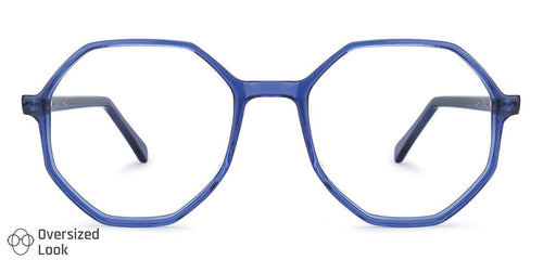Blue Hexagonal Full Rim Wide Unisex Eyeglasses by Vincent Chase Online-140430