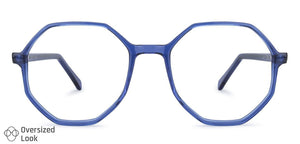 Blue Hexagonal Full Rim Wide Unisex Eyeglasses by Vincent Chase Online-140430