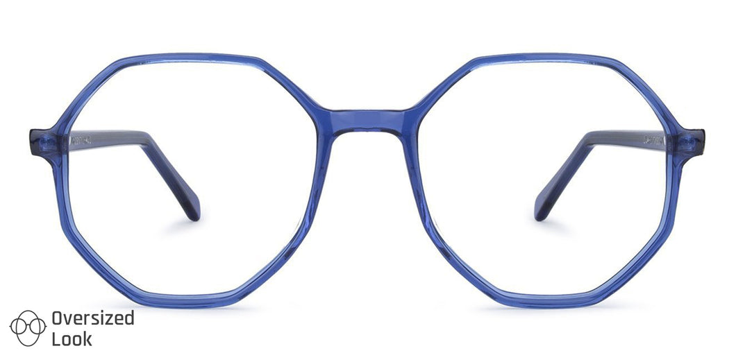 Blue Hexagonal Full Rim Wide Unisex Eyeglasses by Vincent Chase Online-140430