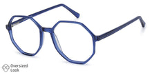 Load image into Gallery viewer, Blue Hexagonal Full Rim Wide Unisex Eyeglasses by Vincent Chase Online-140430