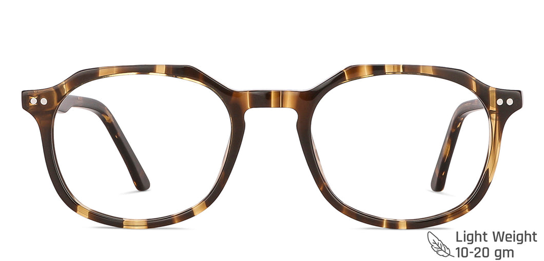 Tortoise Hexagonal Full Rim Medium Unisex Eyeglasses by Vincent Chase Online-140556