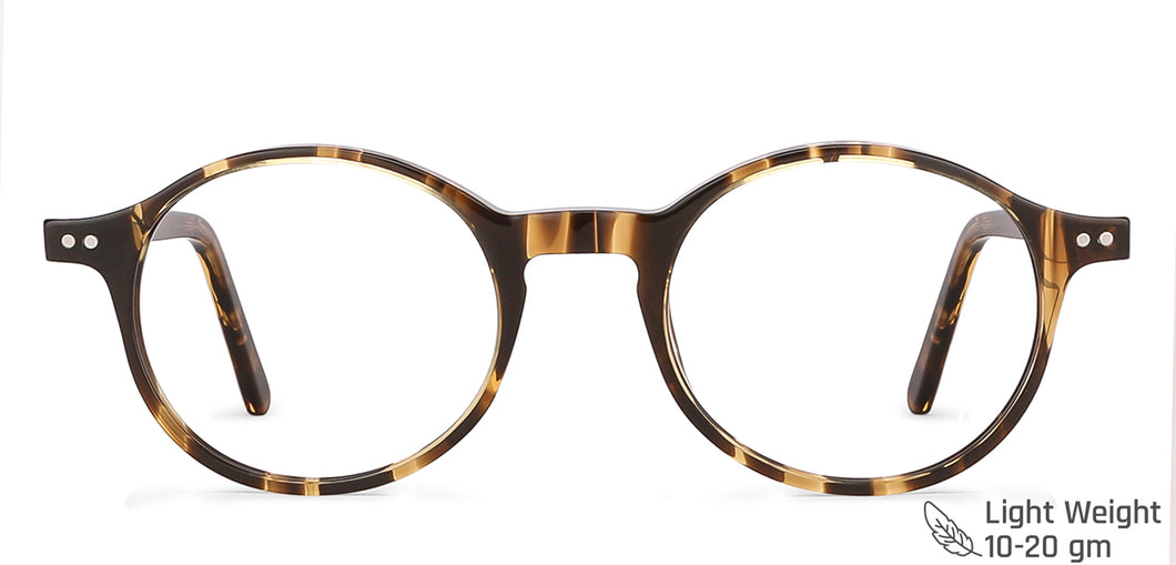 Tortoise Round Full Rim Unisex Eyeglasses by Vincent Chase Computer Glasses-146344