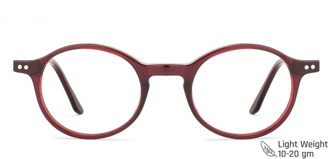 Red Round Full Rim Wide Unisex Eyeglasses by Vincent Chase Online-140558