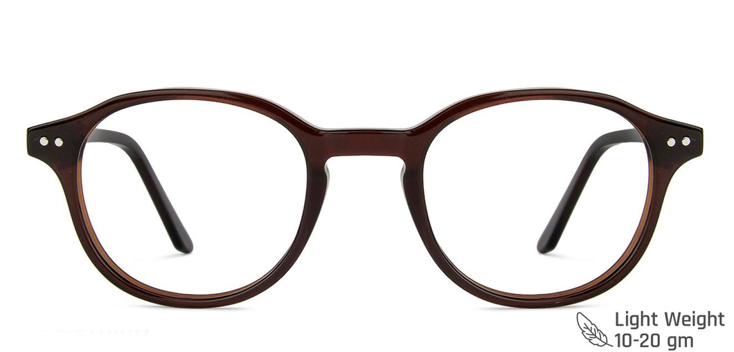 Brown Round Full Rim Narrow Unisex Eyeglasses by Vincent Chase-140917