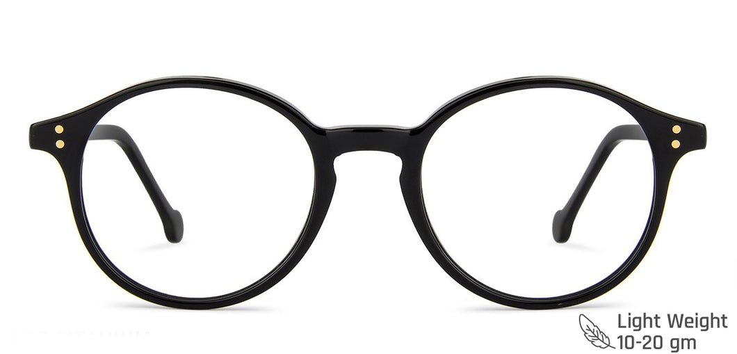 Black Round Full Rim Medium Unisex Eyeglasses by Vincent Chase Online-140919