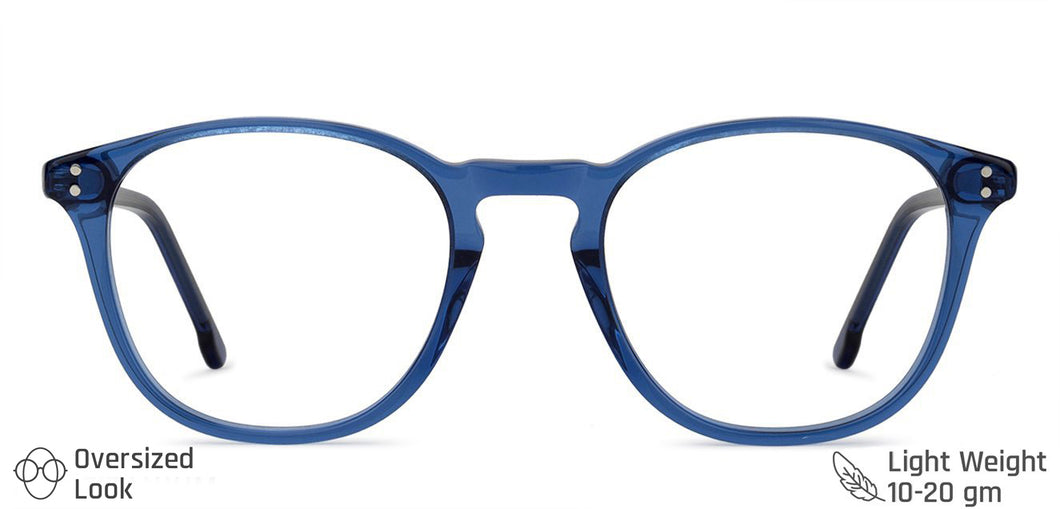 Blue Round Full Rim Wide Unisex Eyeglasses by Vincent Chase Online-140925
