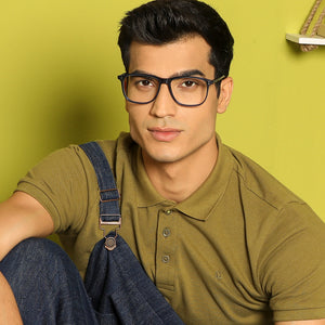 Blue Square Full Rim Extra Wide Unisex Eyeglasses by Vincent Chase-140930