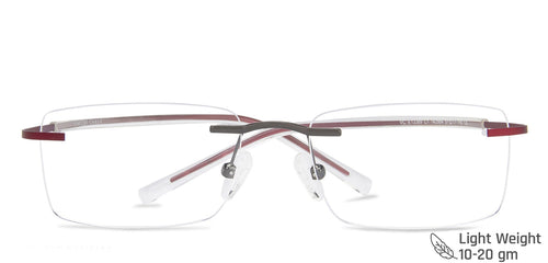 Red Rectangle Rimless Extra Narrow Unisex Eyeglasses by Vincent Chase Online-142984