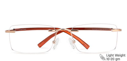 Gold Rectangle Rimless Extra Narrow Unisex Eyeglasses by Vincent Chase Online-142985