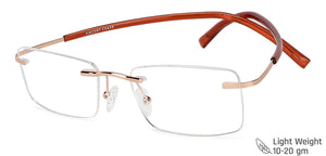 Gold Rectangle Rimless Extra Narrow Unisex Eyeglasses by Vincent Chase Online-142985