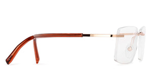 Gold Rectangle Rimless Extra Narrow Unisex Eyeglasses by Vincent Chase Online-142985